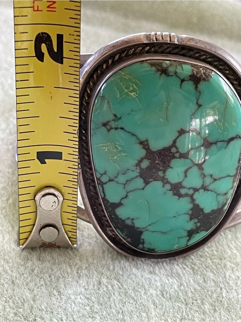 Bold Navajo Sterling Silver Turquoise Cuff Bracelet - Turquoise - Sedona - 90's